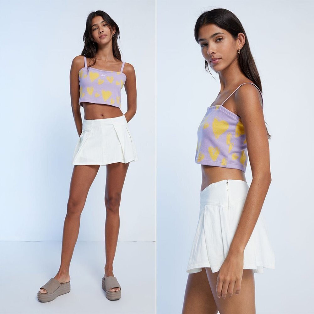 NWT New $78 Free People Ivory Heartbreaker Pleated Mini Skort Size 10